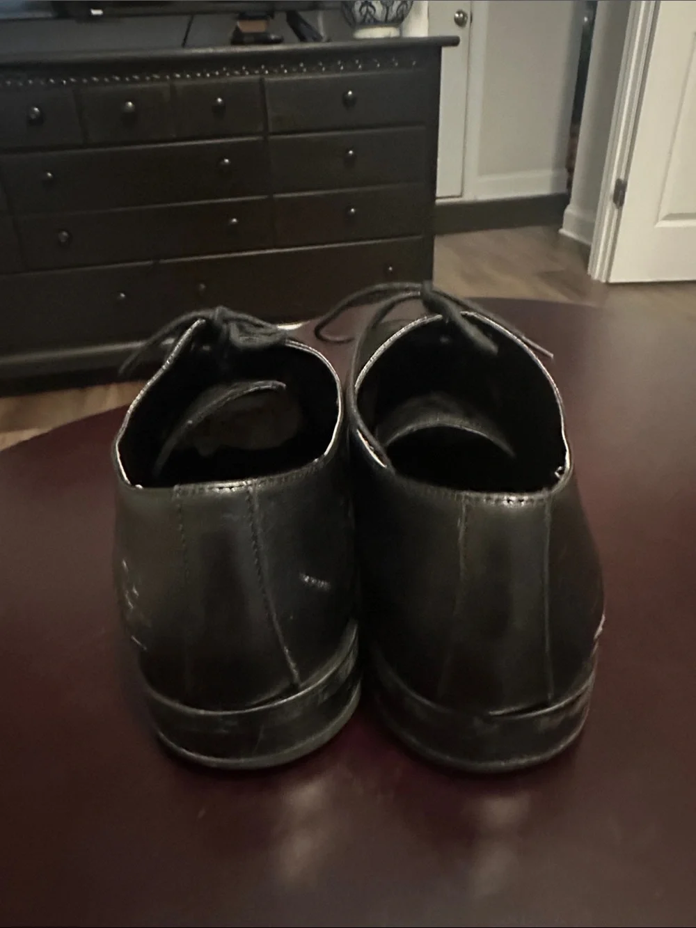 Steve Madden Black Leather Lace-Up Derby Oxfords LEATHER